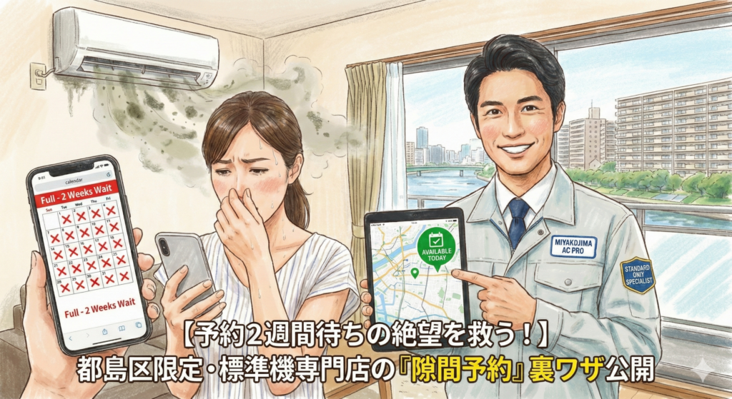 【即日対応OK？】都島区でエアコン掃除の予約が取れない時の裏ワザと、賢い予約のタイミング