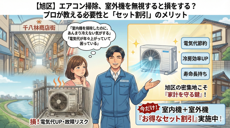 エアコン掃除のセット割引【旭区限定】